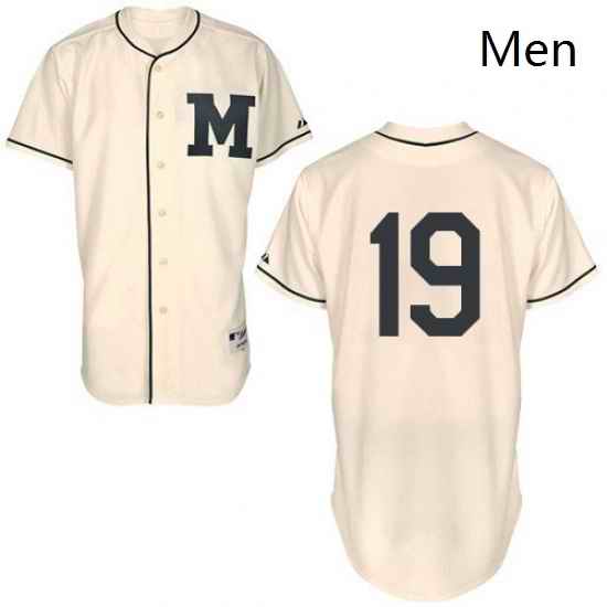 Mens Majestic Milwaukee Brewers 19 Robin Yount Replica Cream 1913 Turn Back The Clock MLB Jersey